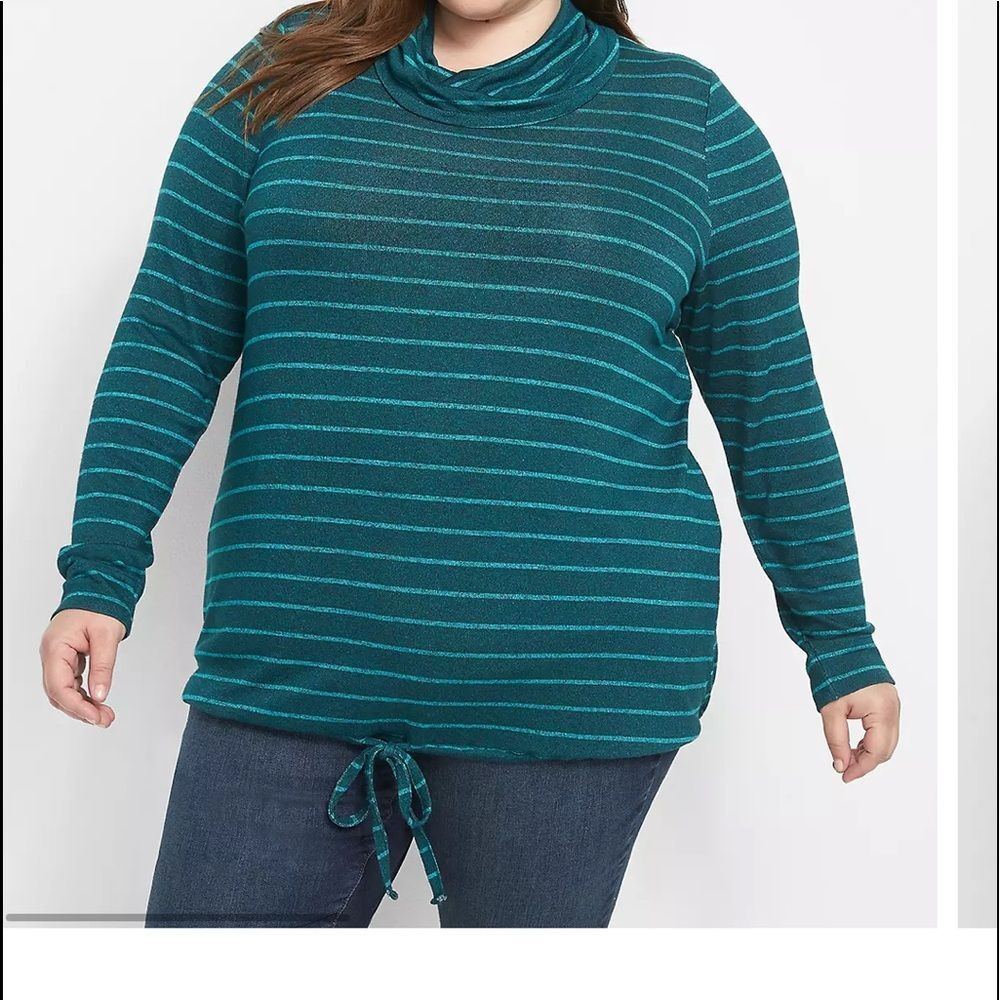 Lane Bryant- Cowl-Neck Drawstring Hem Top